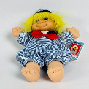 Vintage Russ Troll Kidz Skippy the Sailor Troll Doll Soft Plush Body Yellow Hair